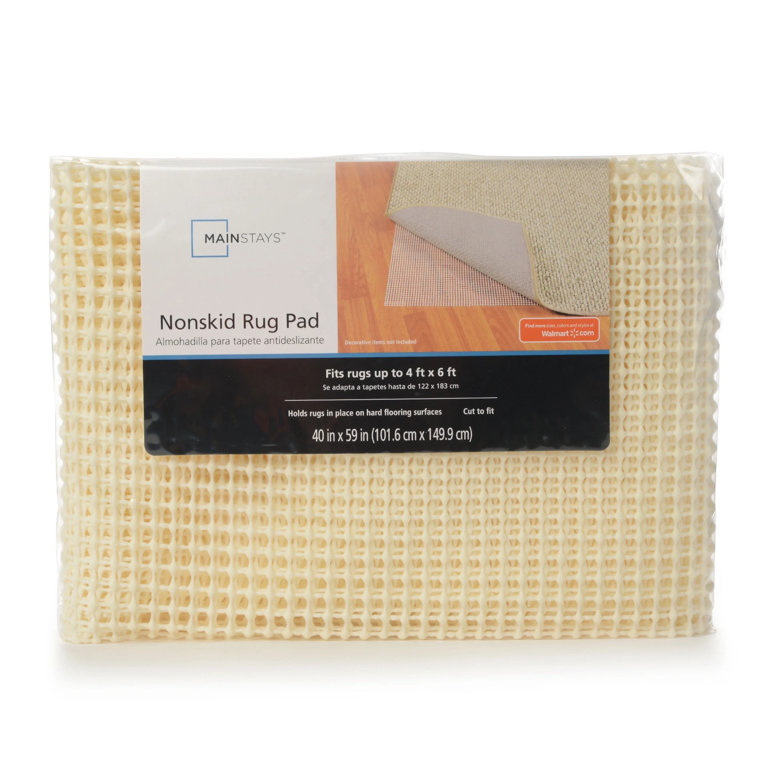 Mainstays 4' x 6' Non-Skid Non-Slip Cream Rug Pad | Walmart (US)