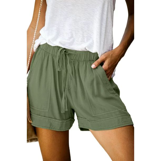 KISSMODA Summer Solid Color Shorts For Womens Casual Loose Elastic Waist Lounge Shorts | Walmart (US)