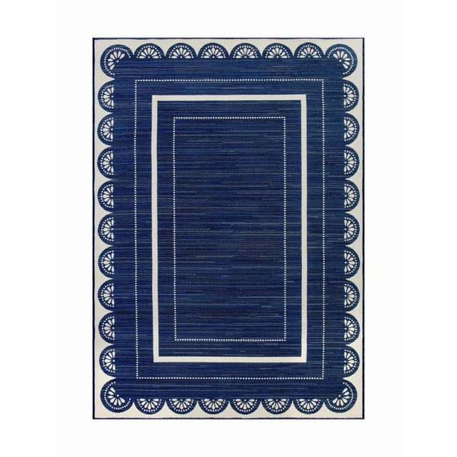 The Pioneer Woman, 7'x10' Navy & Cream Scallop Outdoor Rug | Walmart (US)