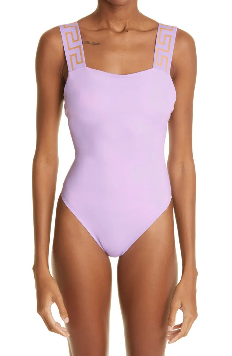 Versace Greca Strap One-Piece Swimsuit | Nordstrom | Nordstrom