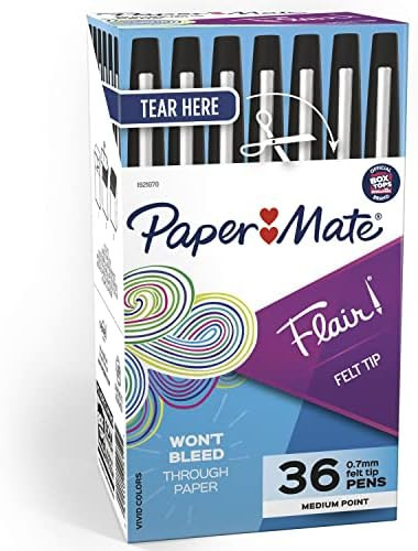 Paper Mate Felt Tip Pens | Flair Marker Pens, Medium Point, Black, 36 Count | Amazon (US)