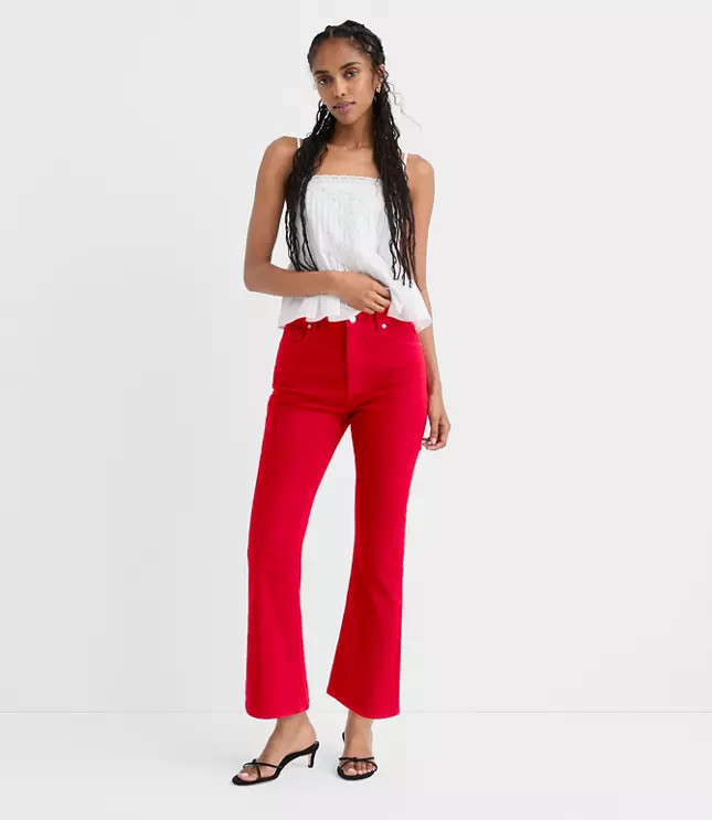 Rivete High Rise Kick Crop Jeans in Maple Cherry | LOFT