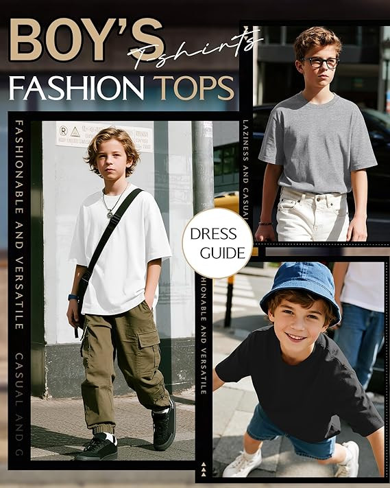 4 Pack Boys Short Sleeve Shirts Oversized Crewneck Tops 5-14 Years Teen Youth Kids Casual Basic T... | Amazon (US)