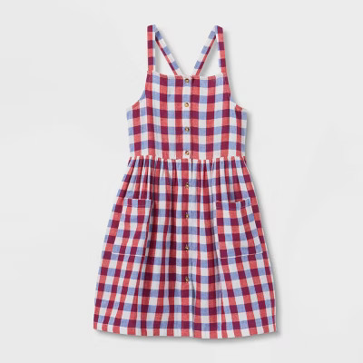 Girls' Sleeveless Americana Plaid Dress - Cat & Jack™ | Target