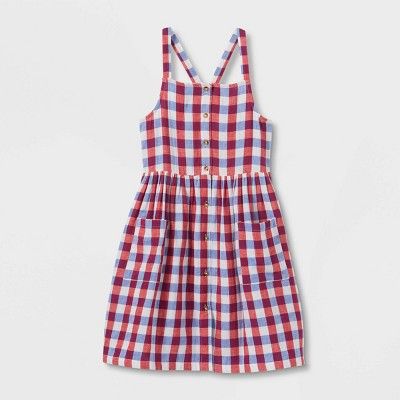 Girls' Sleeveless Americana Plaid Dress - Cat & Jack™ | Target