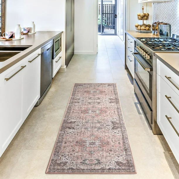 Everwash Callaghan Esther Medallion Machine Washable Area Rug, 1'11"x7'2", Rust/Ivory/Brown - Wal... | Walmart (US)