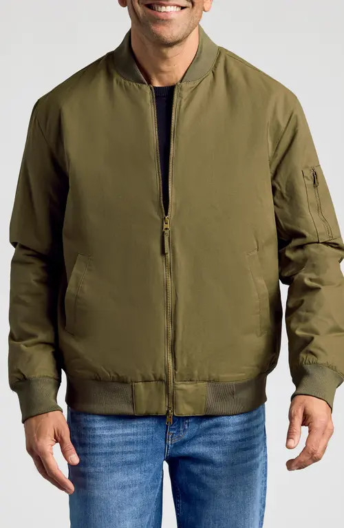 True Classic Water Resistant Cotton Blend Bomber Jacket in Army Green at Nordstrom, Size Small | Nordstrom