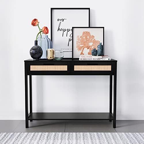 Amazon.com: CREATIVELAND 2 Drawers Console Table, Oxford Rattan Console Table, Entry Storage Rust... | Amazon (US)
