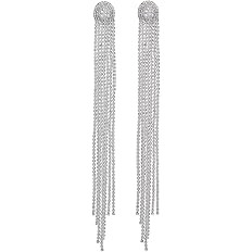 Earent Tassel Rhinestone Earrings Silver Dangling Long Chandelier Fringe Earring Sparkly Dangle D... | Amazon (US)