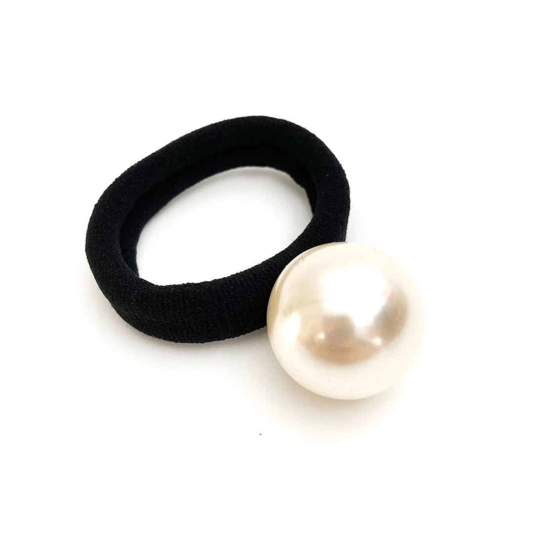 100 sales event!! Bold pearl thick and wide hair elastic, pearl embellished comfy ponytail holder... | Etsy (US)