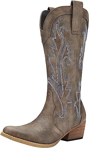 HISEA Cowboy Boots Women Western Boots Cowgirl Boots Ladies Pointy Toe Fashion Boots | Amazon (US)