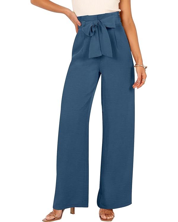 ANRABESS Womens Wide Leg Palazzo Pants Belted High Waisted Business Casual Flowy Long Trousers wi... | Amazon (US)