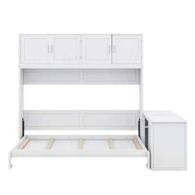 Queen Murphy Bed With Desk, Modern Wall Bed With Storage Shelves, Space-Saving Folding Murphy Bed | Wayfair North America
