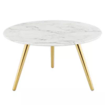 Modway Lippa 27.5-Inch Round Faux Marble Coffee Table in White/Gold | Bed Bath & Beyond