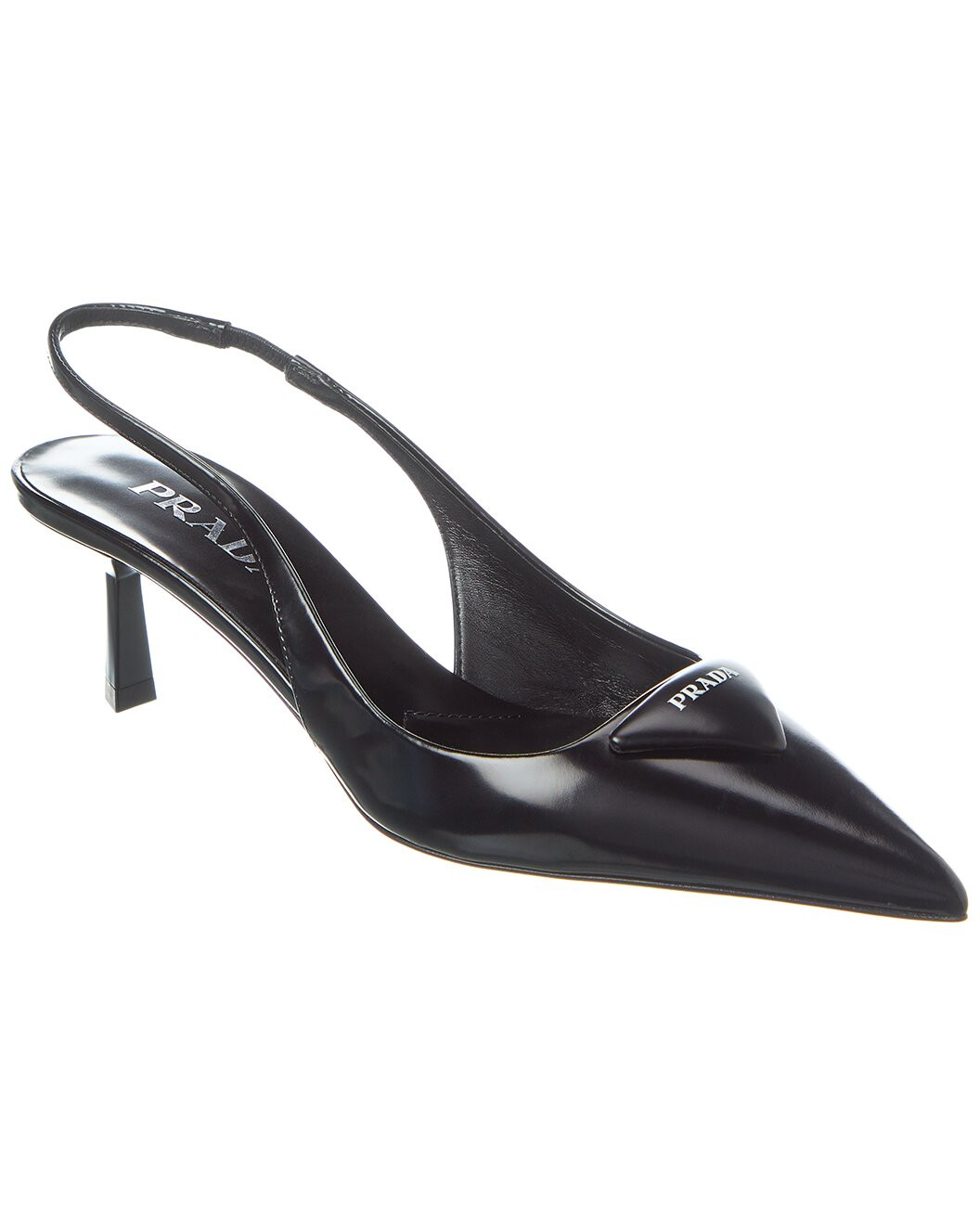 Logo Brushed Leather Pointy-Toe Slingback Pump | Gilt & Gilt City
