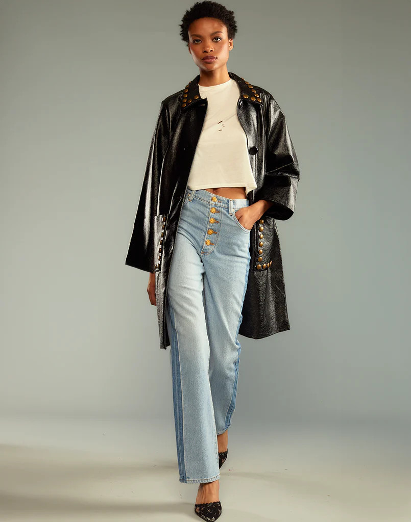 Studded Vegan Leather Coat | Cynthia Rowley