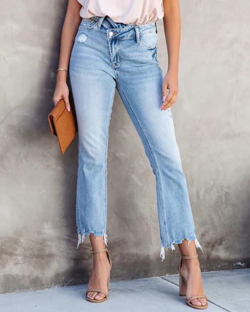 Olivia High Rise Cross Over Crop Flare Jeans | VICI