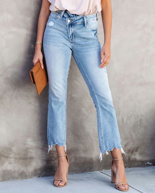 Olivia High Rise Cross Over Crop Flare Jeans | VICI Collection