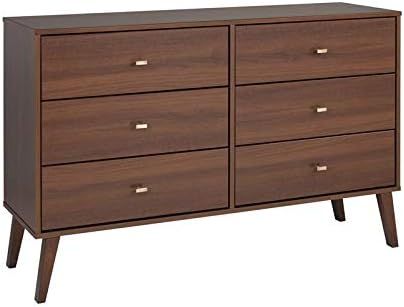 Prepac Milo Mid-Century 6 Drawer Dresser For Bedroom, 16" D x 52.50" W x 33" H, Cherry | Amazon (US)