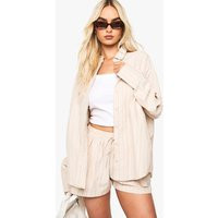 Womens Stripe Oversized Shirt - Beige - 2 | boohoo (US & Canada)