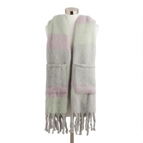 Mint And Lilac Stripe Blanket Scarf With Pockets | World Market