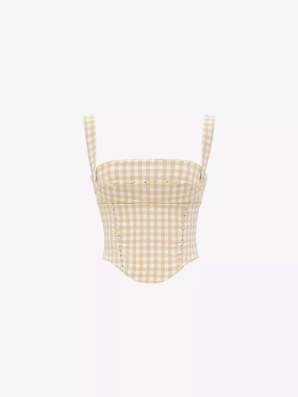 Lottie gingham-pattern stretch-woven corset | Selfridges