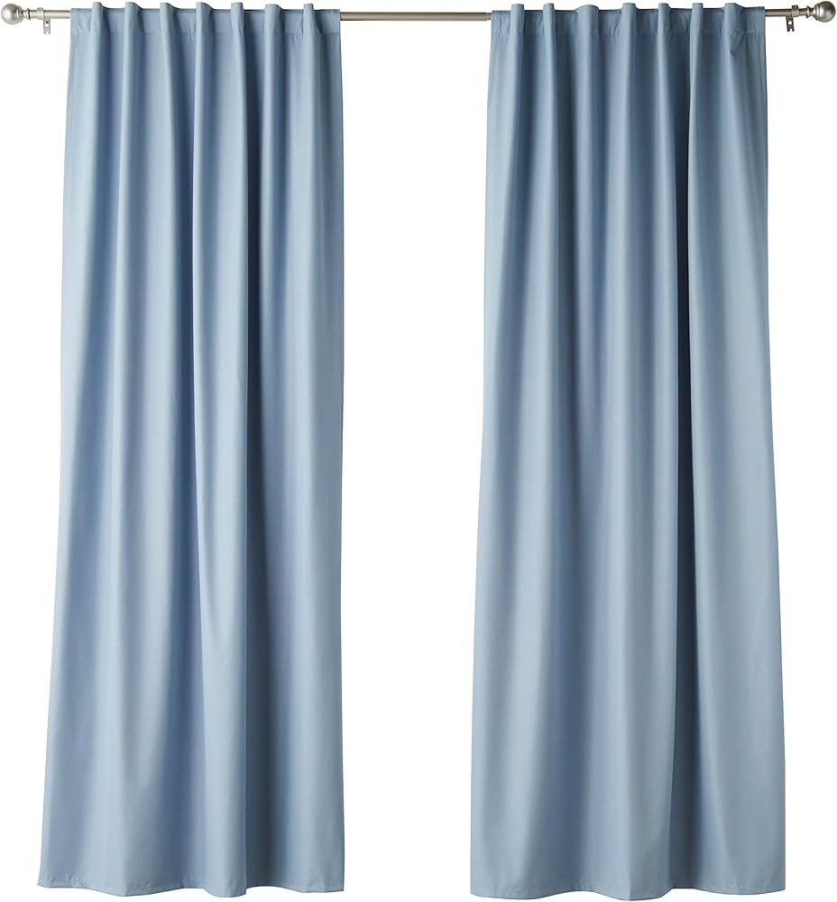 Amazon Basics Room Darkening Blackout Window Curtains with Back Tab Hanging Loops, Pack of 2, Lig... | Amazon (US)