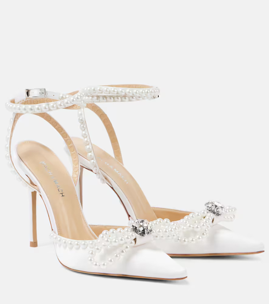 Mach & Mach Verzierte Pumps Double Bow aus Satin | Mytheresa (DACH)