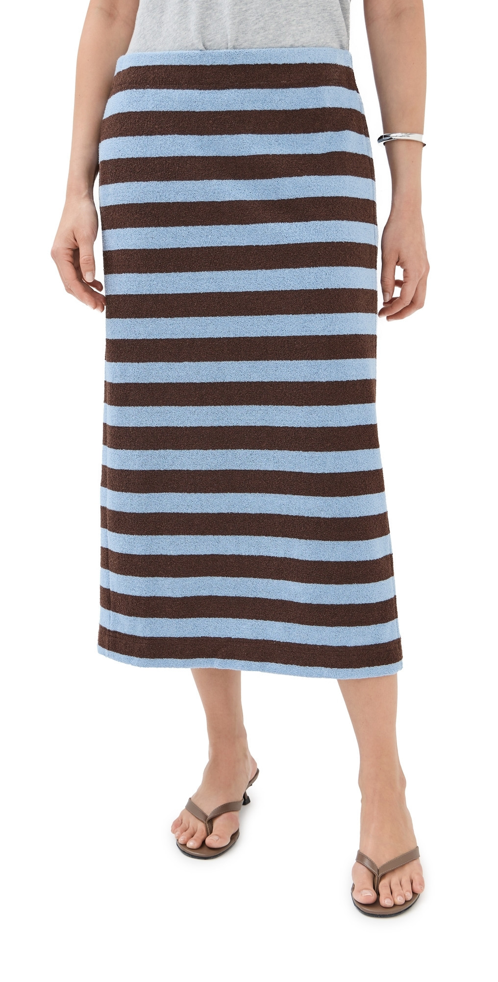 Tibi Bonded Dry Loop Terry Skirt Brown/Blue Multi XXS | Shopbop