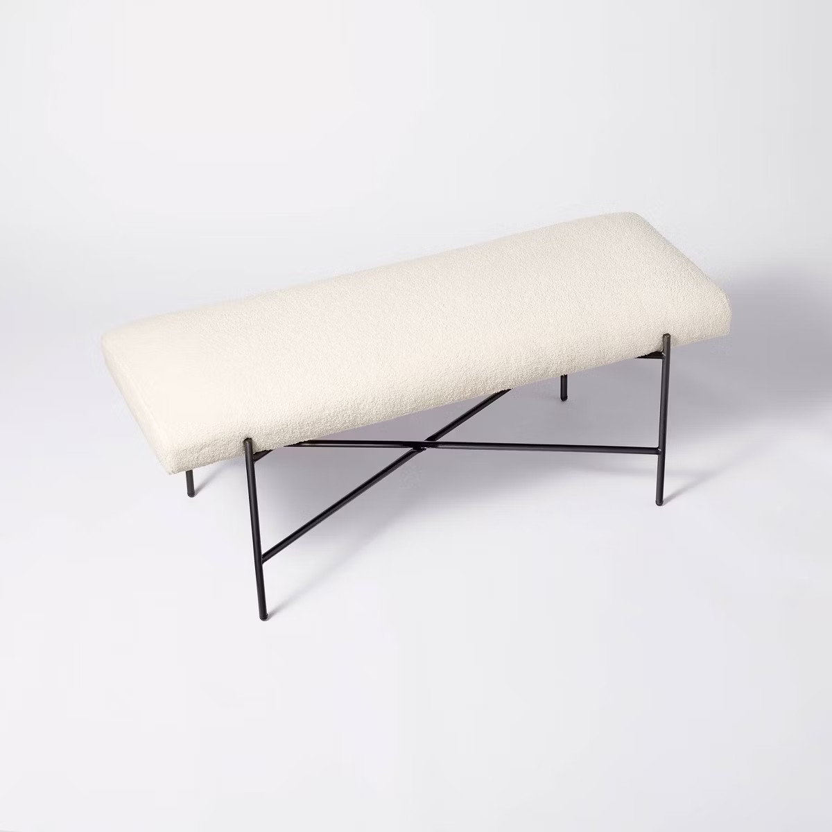 Clarkston Metal Base Upholstered Bench Cream Boucle - Threshold™ designed with Studio McGee: En... | Target