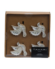 Set Of 4 Beaded Dove Napkin Rings | TJ Maxx