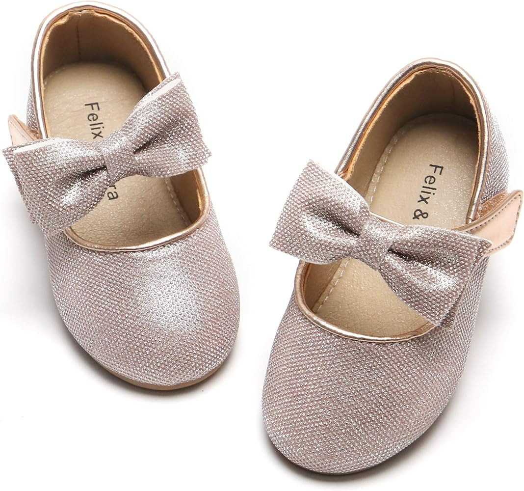 Felix & Flora Toddler Flower Girl Dress Shoes - Girl Ballet Flats Party School Shoes Wedding | Amazon (US)