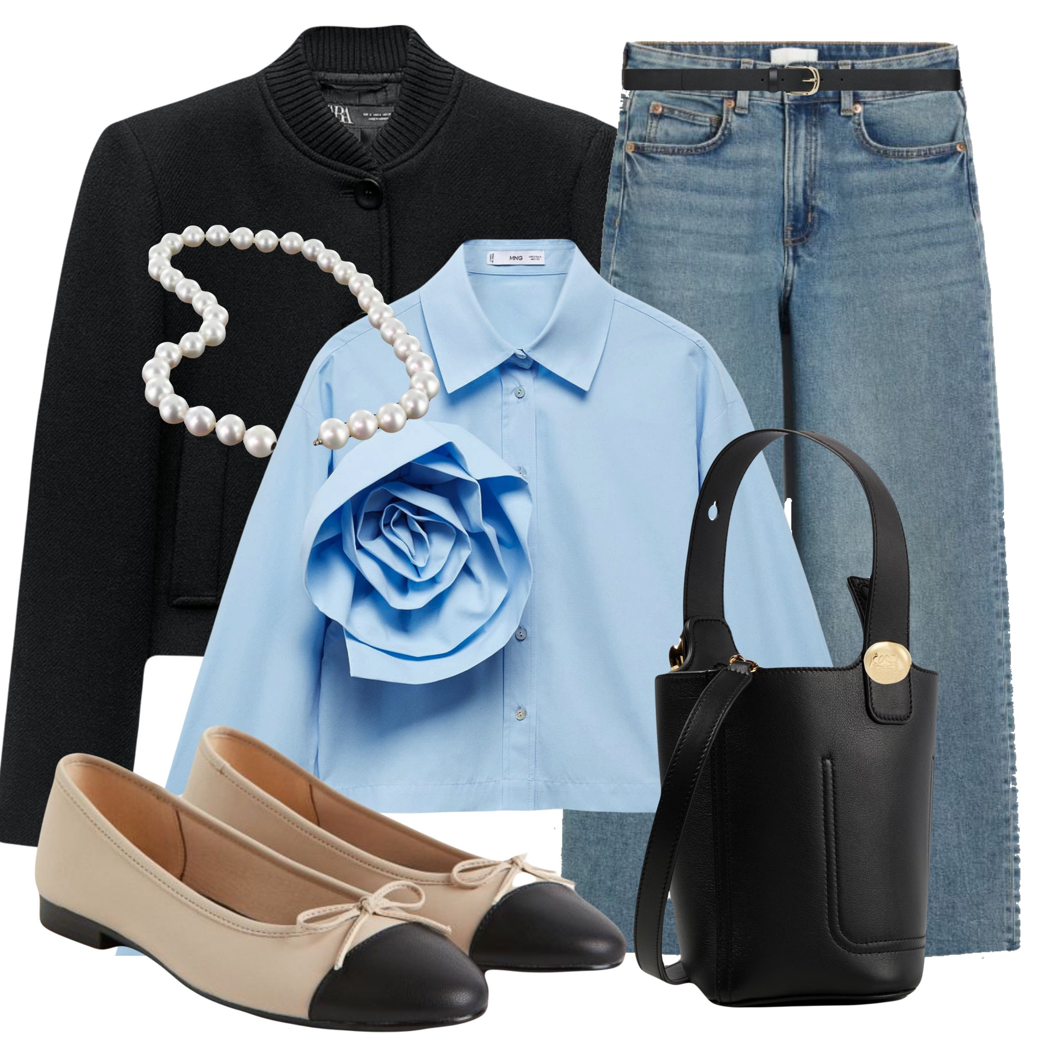 Floral blouse is the ultimate trend & great investment for spring 🖤 
Tags: Zara black bomber jacket, blue floral shirt, blue straight jeans, Loewe black bucket bag, perl necklace, ballerina flats, spring outfit, casual look, spring fashion, spring style, easy styling, outfit board, simple everyday look, chic & basic outfit, primavera, effortless, Parisian look, casual outfit.

#LTKitbag #LTKSeasonal #LTKstyletip