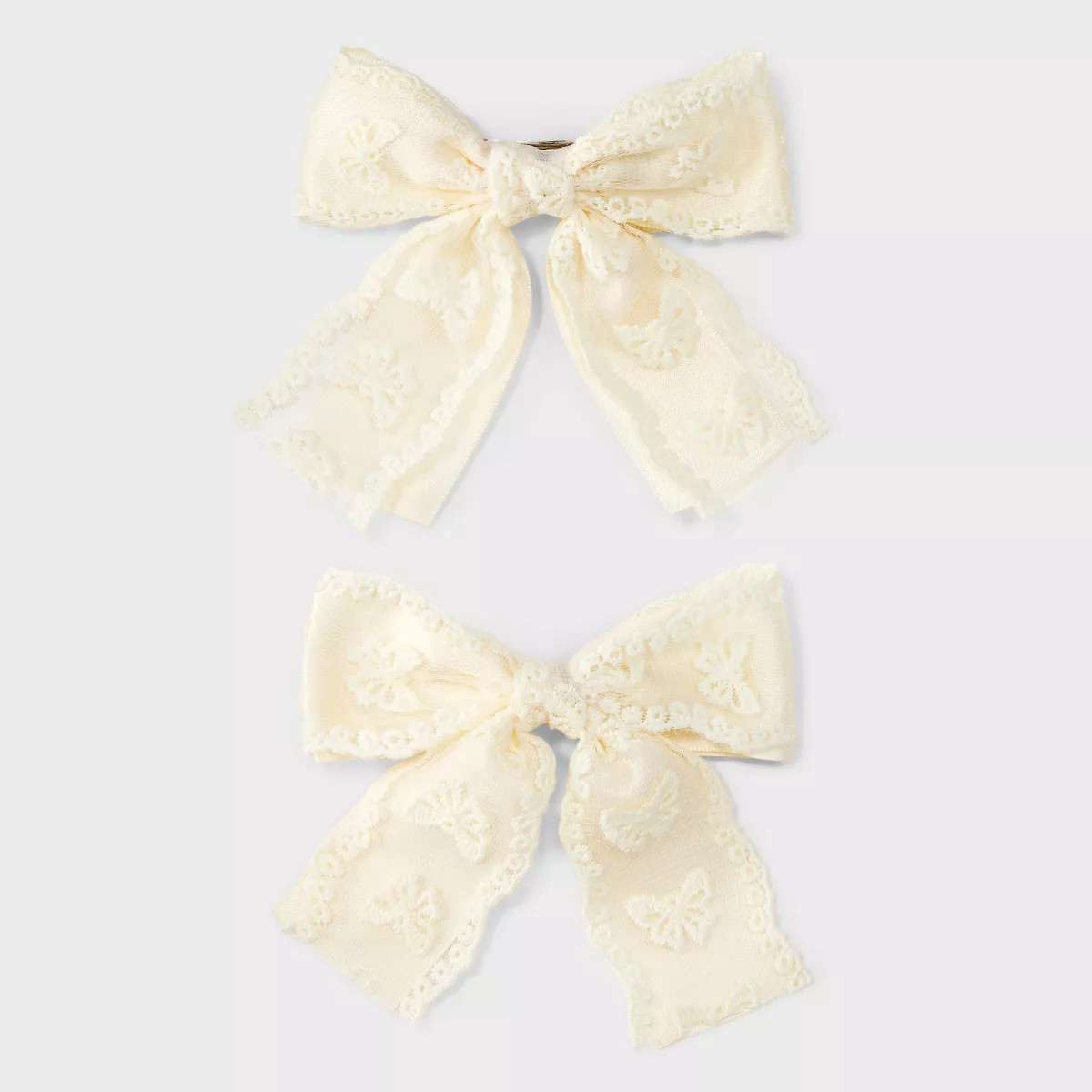 Satin Lace Bow Hair Barrette Set 2pc - Wild Fable™ Cream | Target