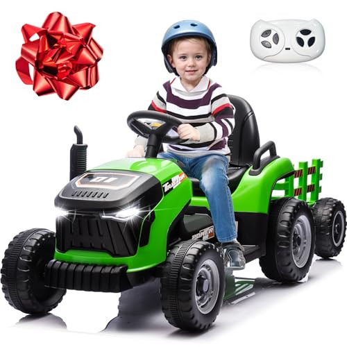 JOYRACER 24V Ride On Toys for Kids, Electric Ride on Tractor w/400W Motors, Tiltable & Detachable Trailer, Adjustable Seat, Bluetooth, Music, Remote Control Tractor Toys for Kids Ages 3+, Green | Amazon (US)