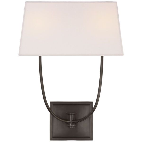 Venini Double Sconce in Bronze with Linen Shade by Chapman and Myers | Bellacor