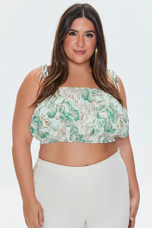Plus Size Tropical Leaf Cropped Cami | Forever 21 (US)