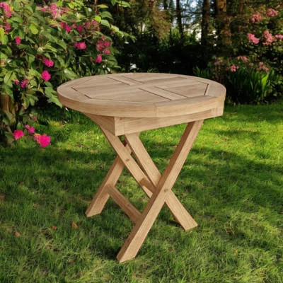 20" Natural Rounded Solid Wood Folding Outdoor Side Table | Wayfair North America