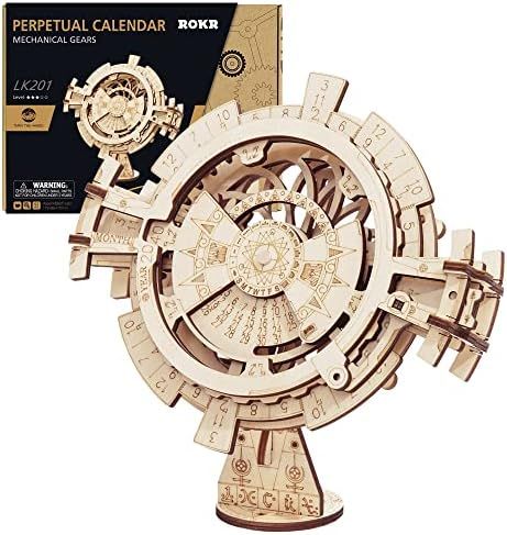 ROKR 3D Wooden Perpetual Calendar Puzzle,Mechanical Gears Toy Building Set,Brain Teaser Games,Engine | Amazon (US)