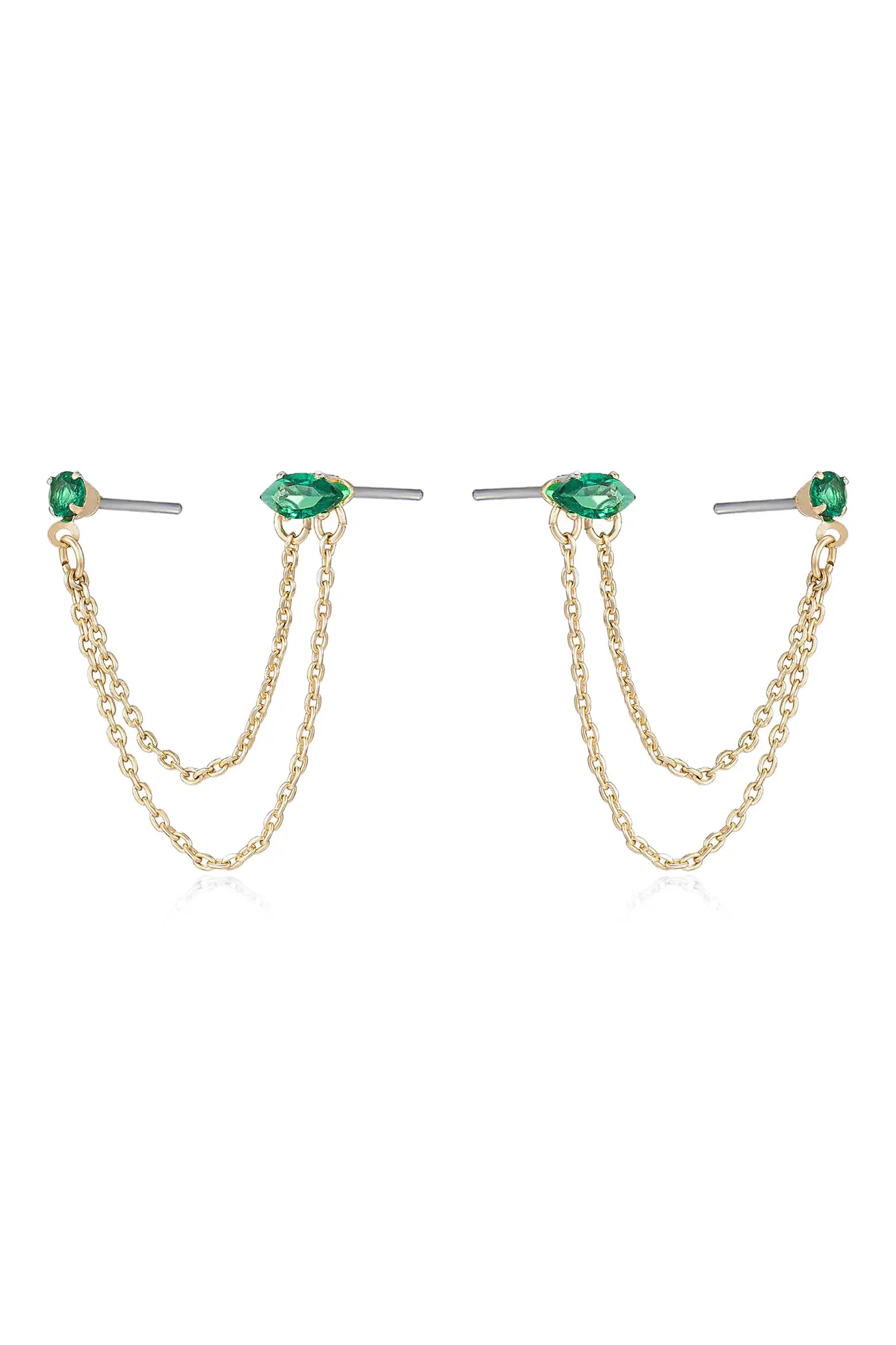Ettika Double Piercing Chain Drop Earrings (Women) | Nordstrom | Nordstrom