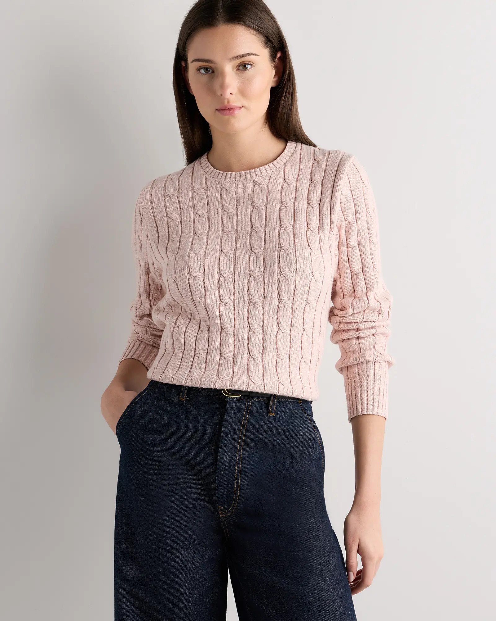 100% Organic Cotton Cable Crewneck Sweater | Quince
