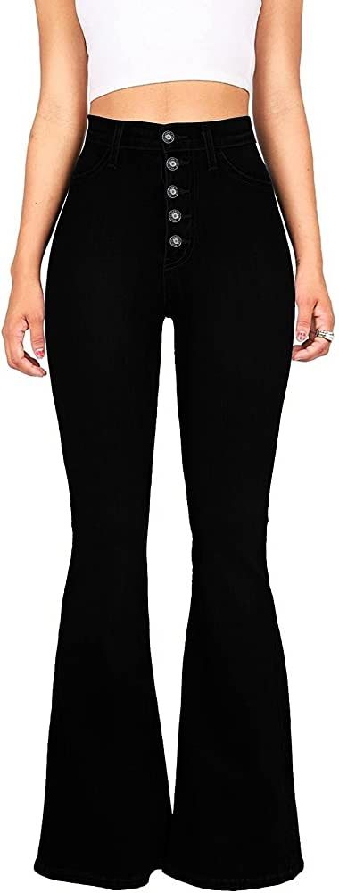 High Waisted Bell Bottom Jeans for Women Black Flare Jeans Retro Bootcut Jeans Stretch Wide Leg D... | Amazon (US)