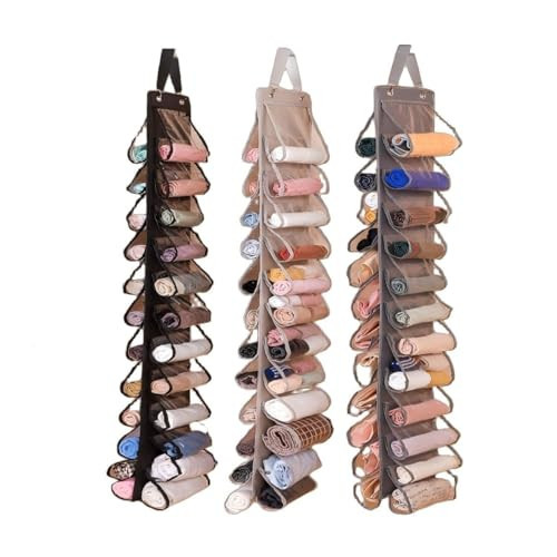 Fasolara Legging Organizer for Closet Hanging 20 Pockets, Clear Hanging Legging Organizer Closet, Oxford Cloth Legging Storage for Wardrobe Behind Door(2Pack*Black) | Amazon (US)