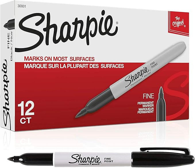 SHARPIE Markers SAN-30001 Fine Point Permanent, Black; 12/Pk | Amazon (US)