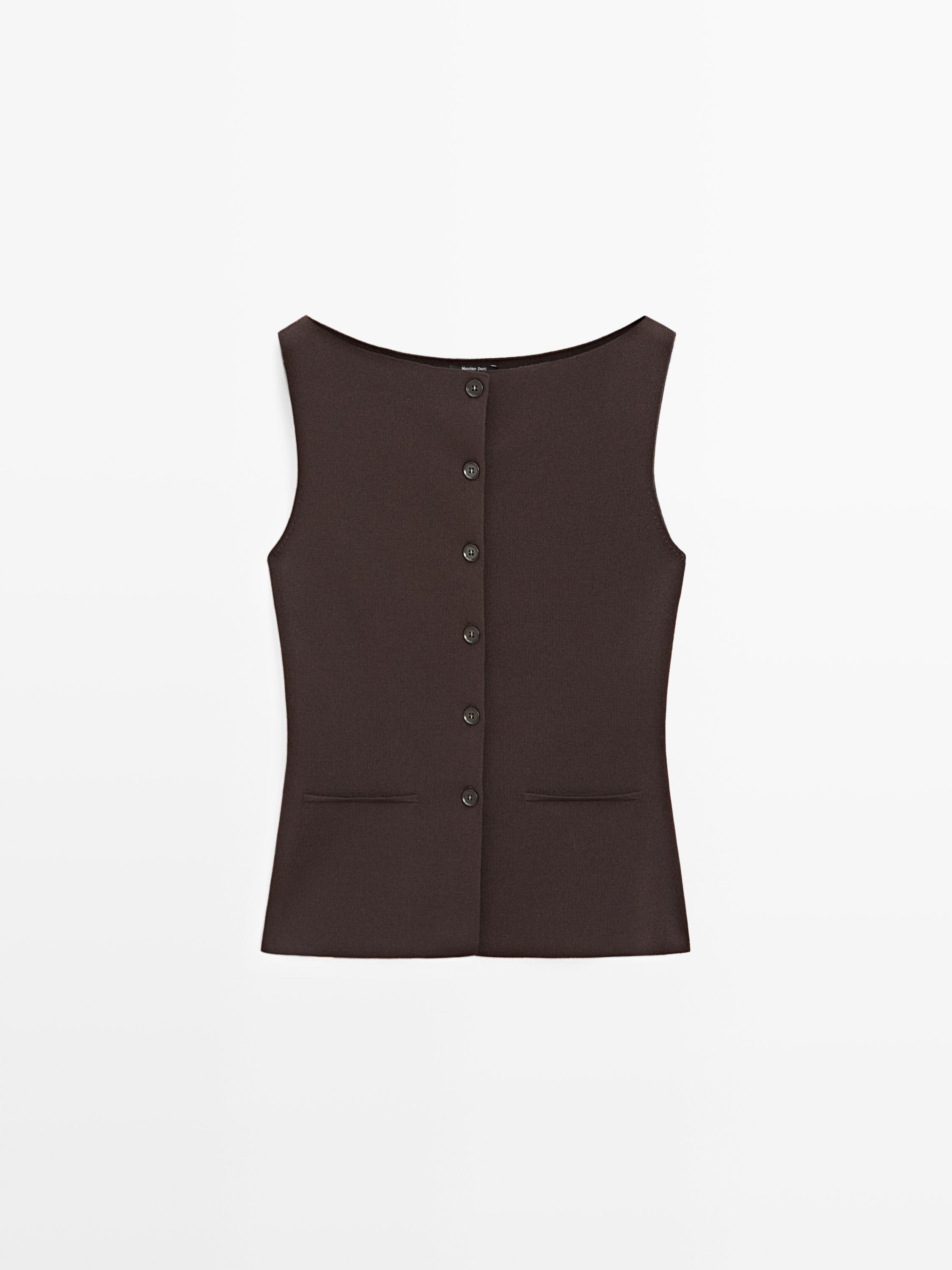 Gilet en maille avec poches | Massimo Dutti FR
