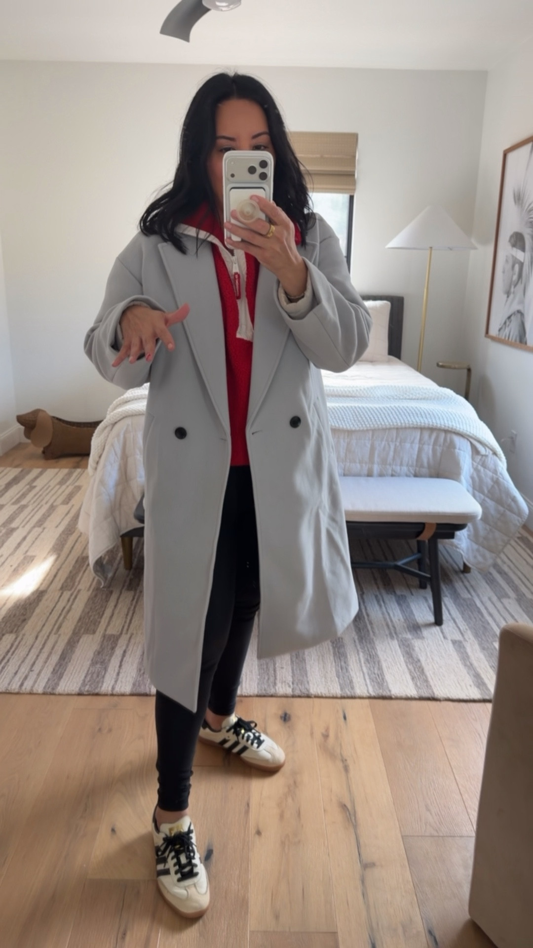 Coat size medium, top size medium (both run oversized), leggings size large (they are fleece lined), size down in sneakers if you are between sizes (I’m a 9.5/10 and did a 9.5). 

#LTKWorkwear #LTKOver40 #LTKMidsize