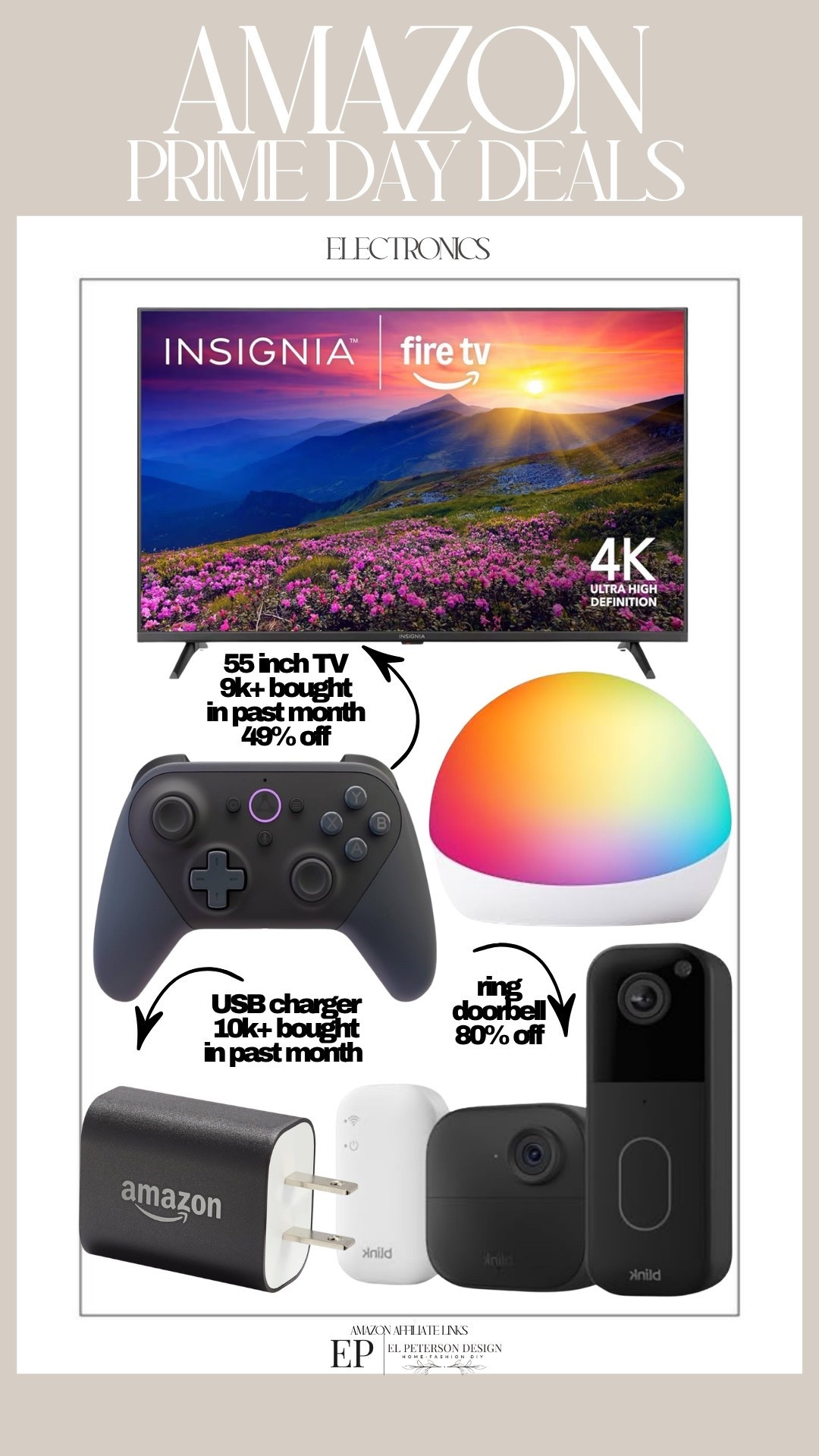 Amazon Prime Day
Last Day
TV 
Joystick
Ring doorbell
Echo dot 
Charger

#LTKHome #LTKSaleAlert