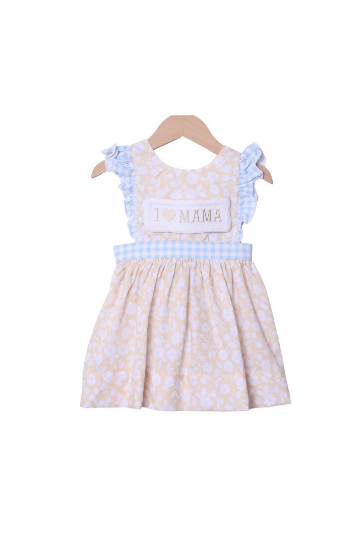 I Love Mama/Daddy Interchangeable Yellow Floral Dress | The Smocked Flamingo