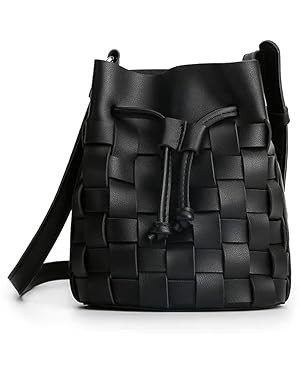 TIJN Tote Bag for Women, Mini Bucket Crossbody Top-Handle Vegan Leather Small Sized Retro Handbag... | Amazon (US)