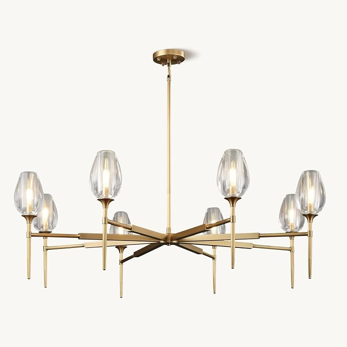 Modern Crystal Chandelier 8 Lights Brass, 54in Gold Round K9 Crystal Chandelier,Pendant Ceiling L... | Amazon (US)